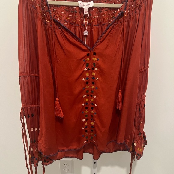 Red Carter Women's Red Boho Top - Picture 2 of 6